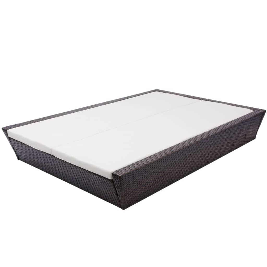 vidaXL Outdoor-Lounge-Bett mit Polster Poly Rattan Braun