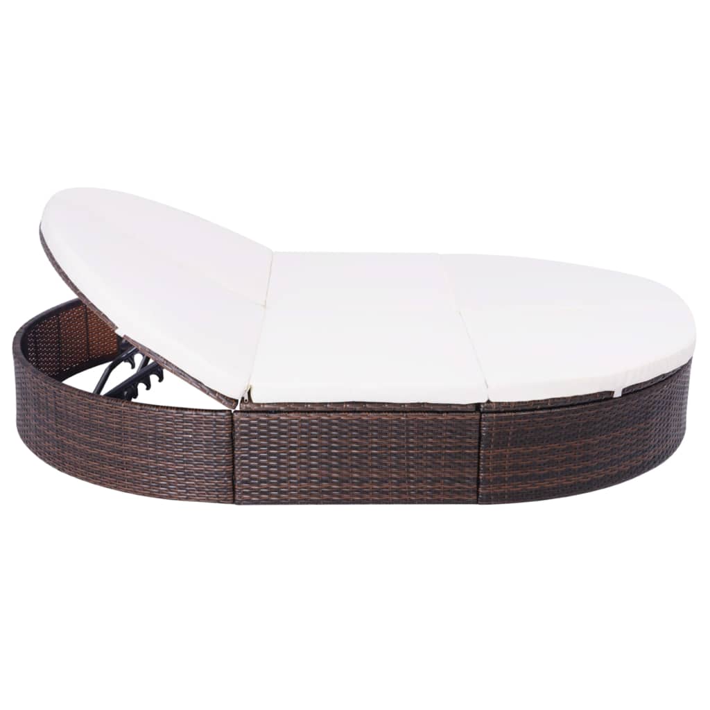 vidaXL Outdoor-Loungebett mit Kissen Poly Rattan Braun