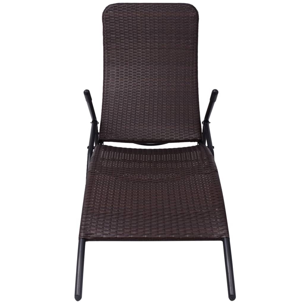 vidaXL Sonnenliege Klappbar Poly Rattan Brown