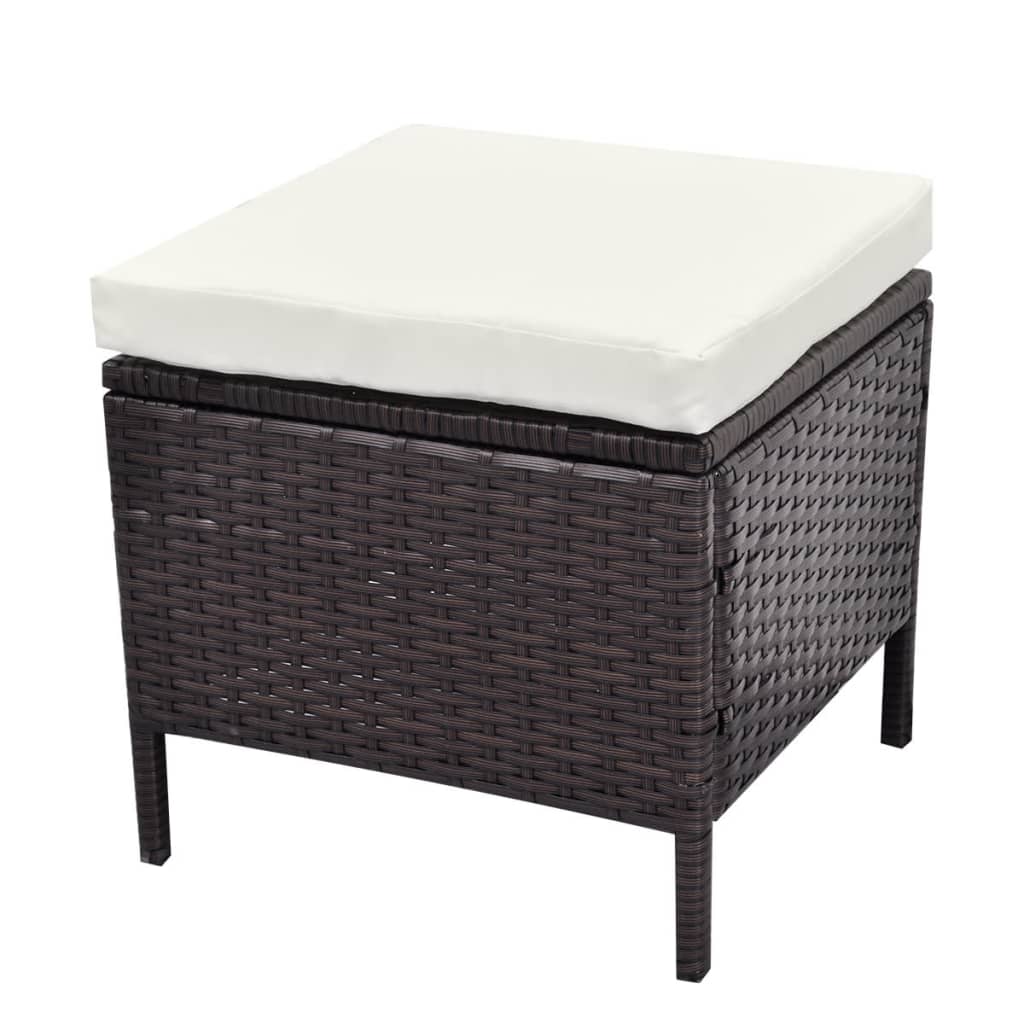 vidaXL 4-tlg. Garten-Lounge-Set mit Auflagen Poly Rattan Braun