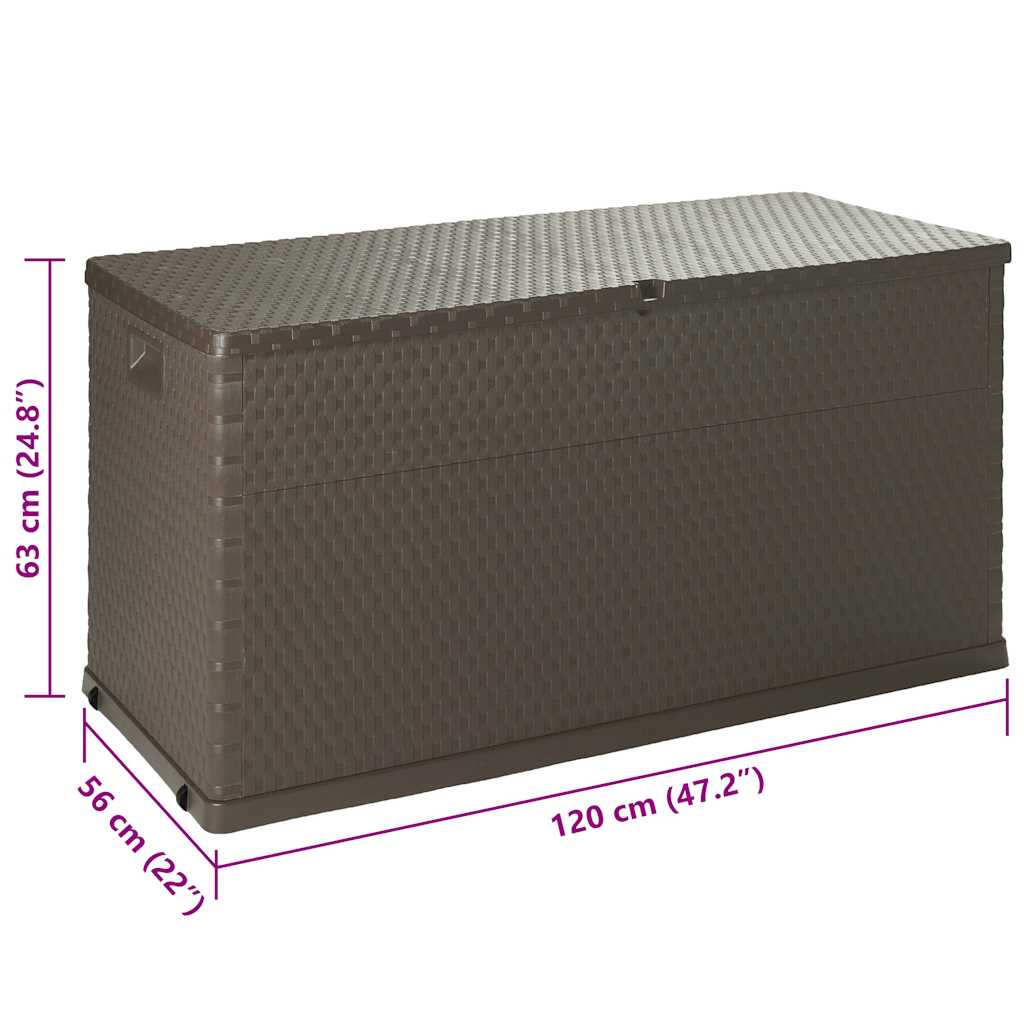 vidaXL Garten-Aufbewahrungsbox Braun 120x56x63 cm PP Rattan