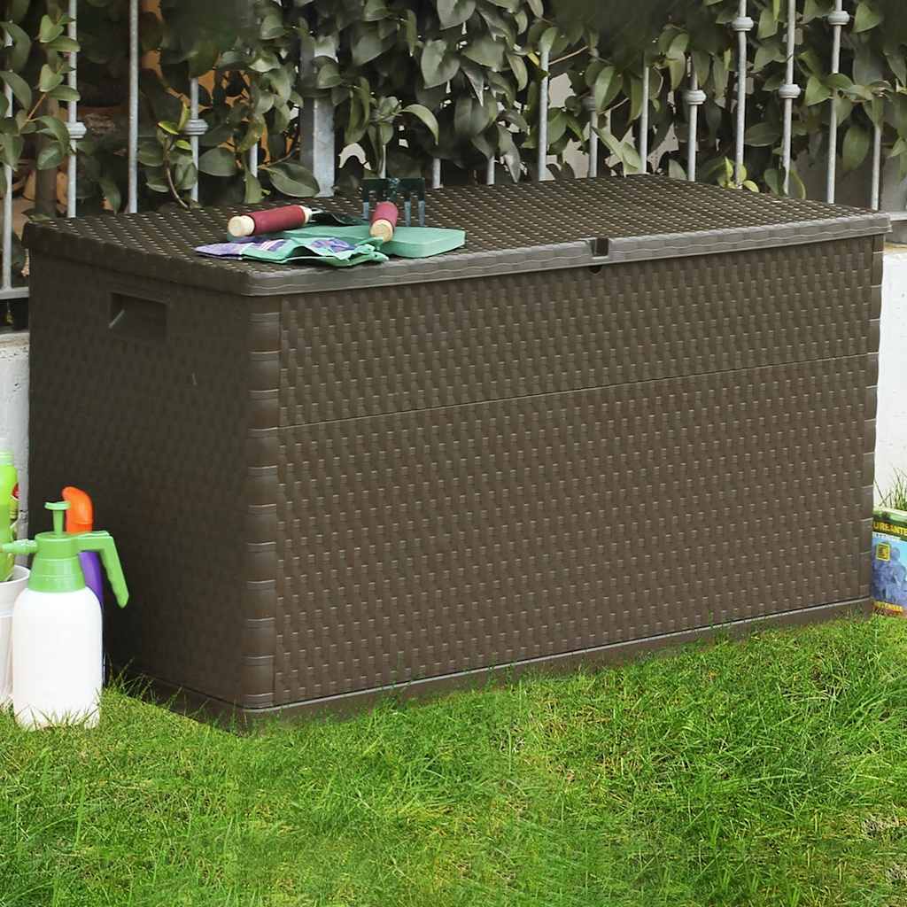 vidaXL Garten-Aufbewahrungsbox Braun 120x56x63 cm PP Rattan