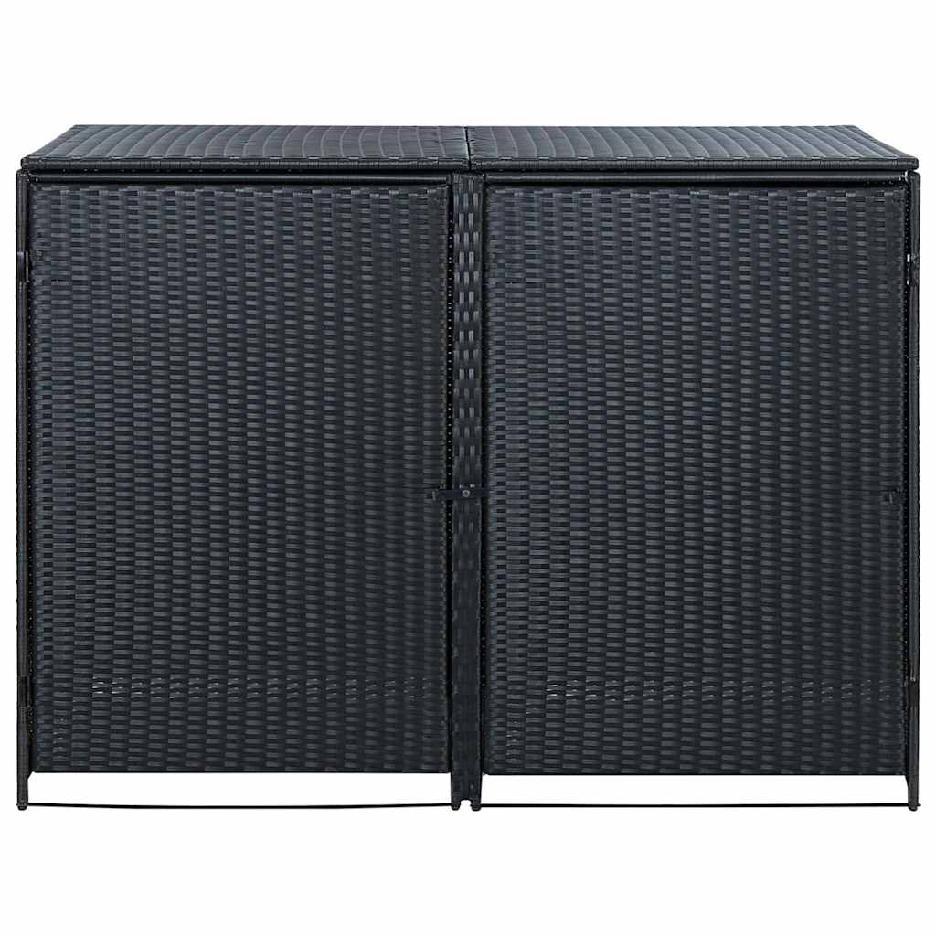 vidaXL Mülltonnenbox für 2 Tonnen Poly Rattan Schwarz 148x80x111 cm