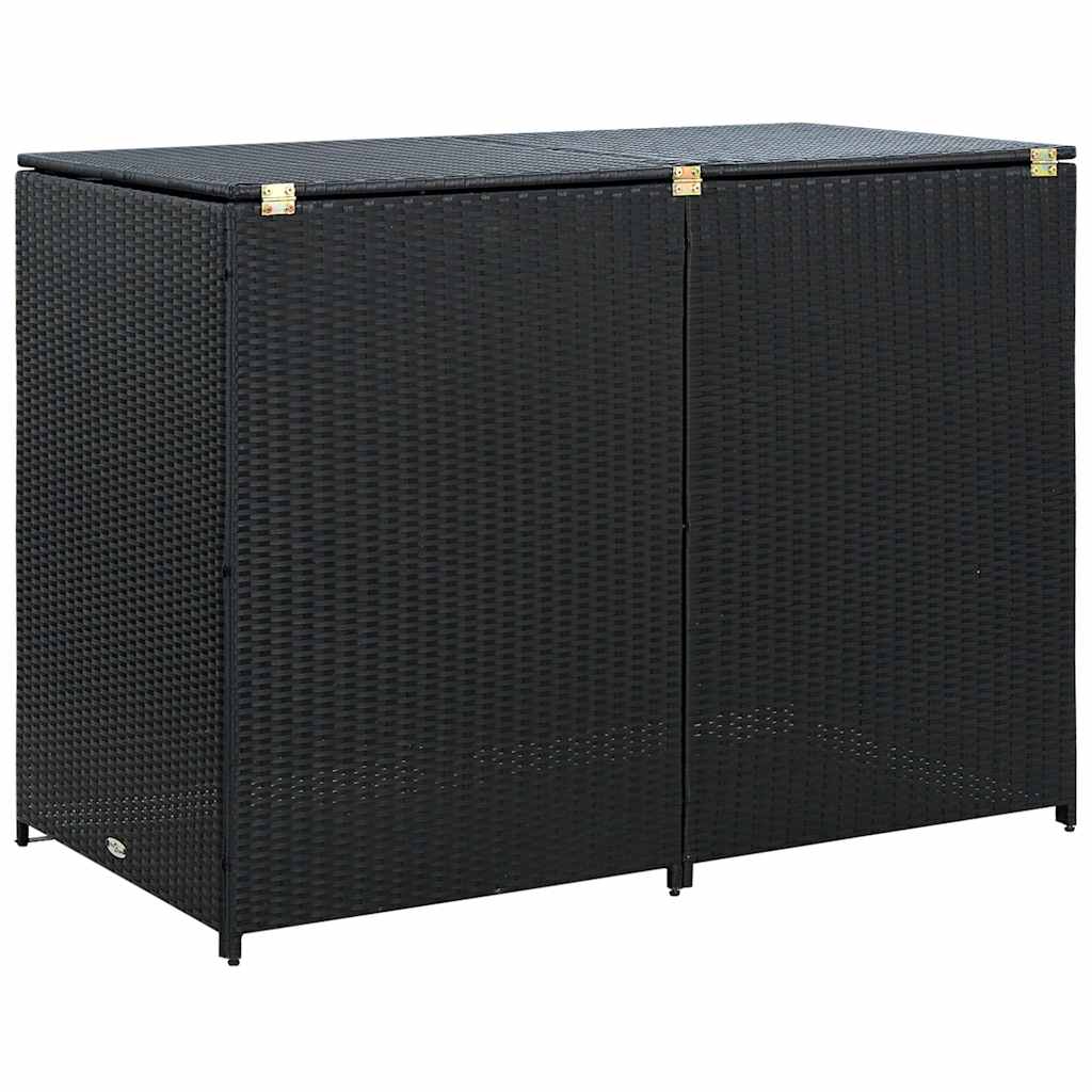 vidaXL Mülltonnenbox für 2 Tonnen Poly Rattan Schwarz 148x80x111 cm