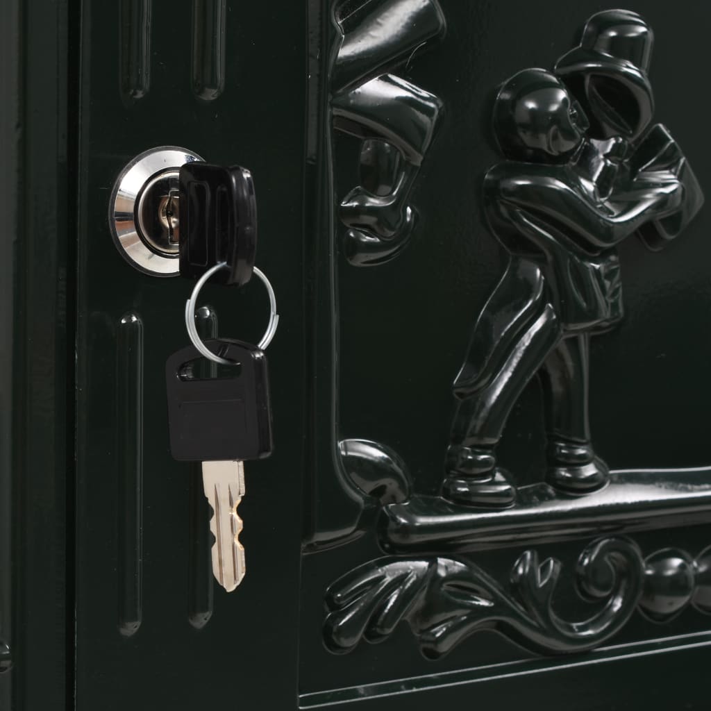 vidaXL Sockel-Briefkasten Aluminium Vintage Style Rostfrei Grün