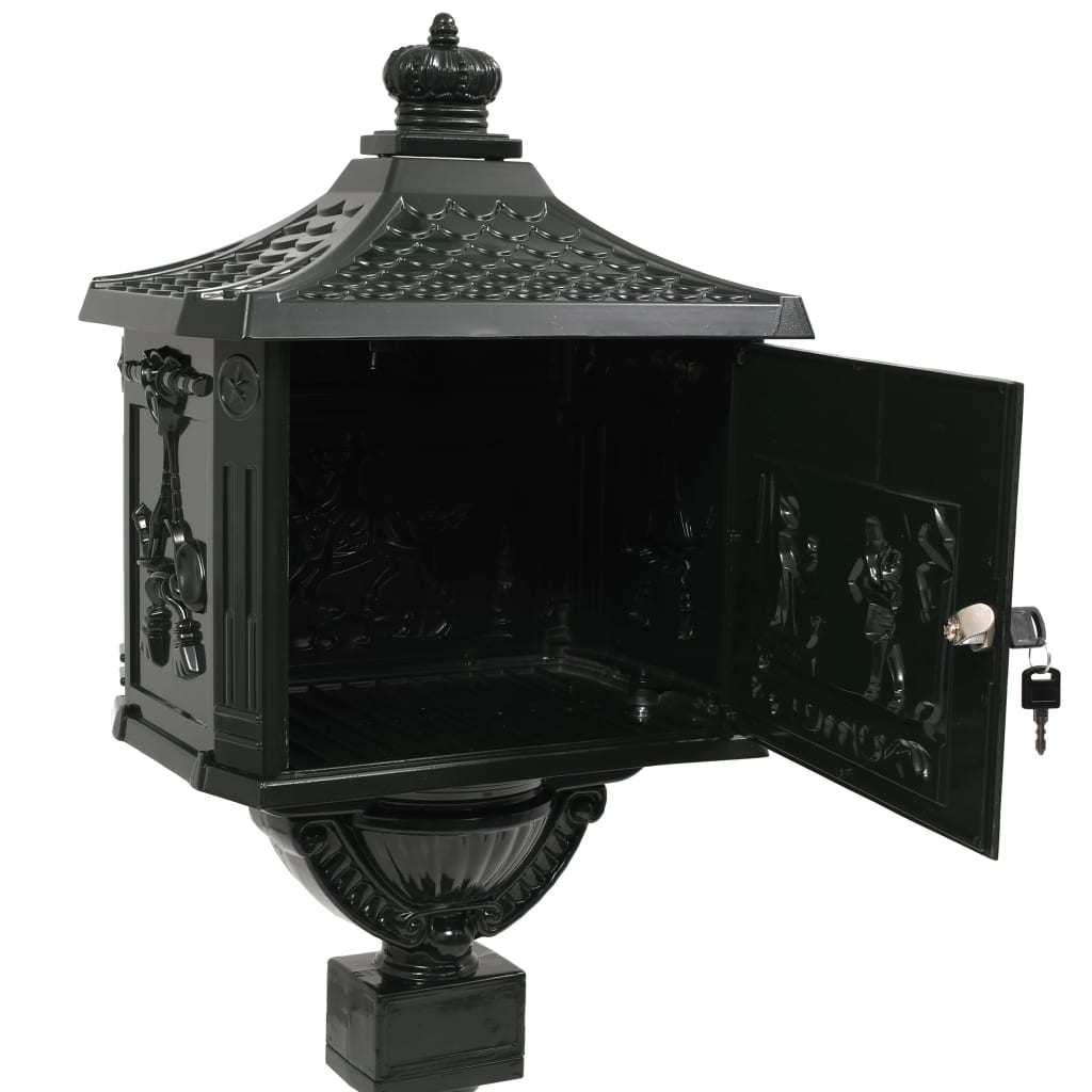 vidaXL Sockel-Briefkasten Aluminium Vintage Style Rostfrei Grün