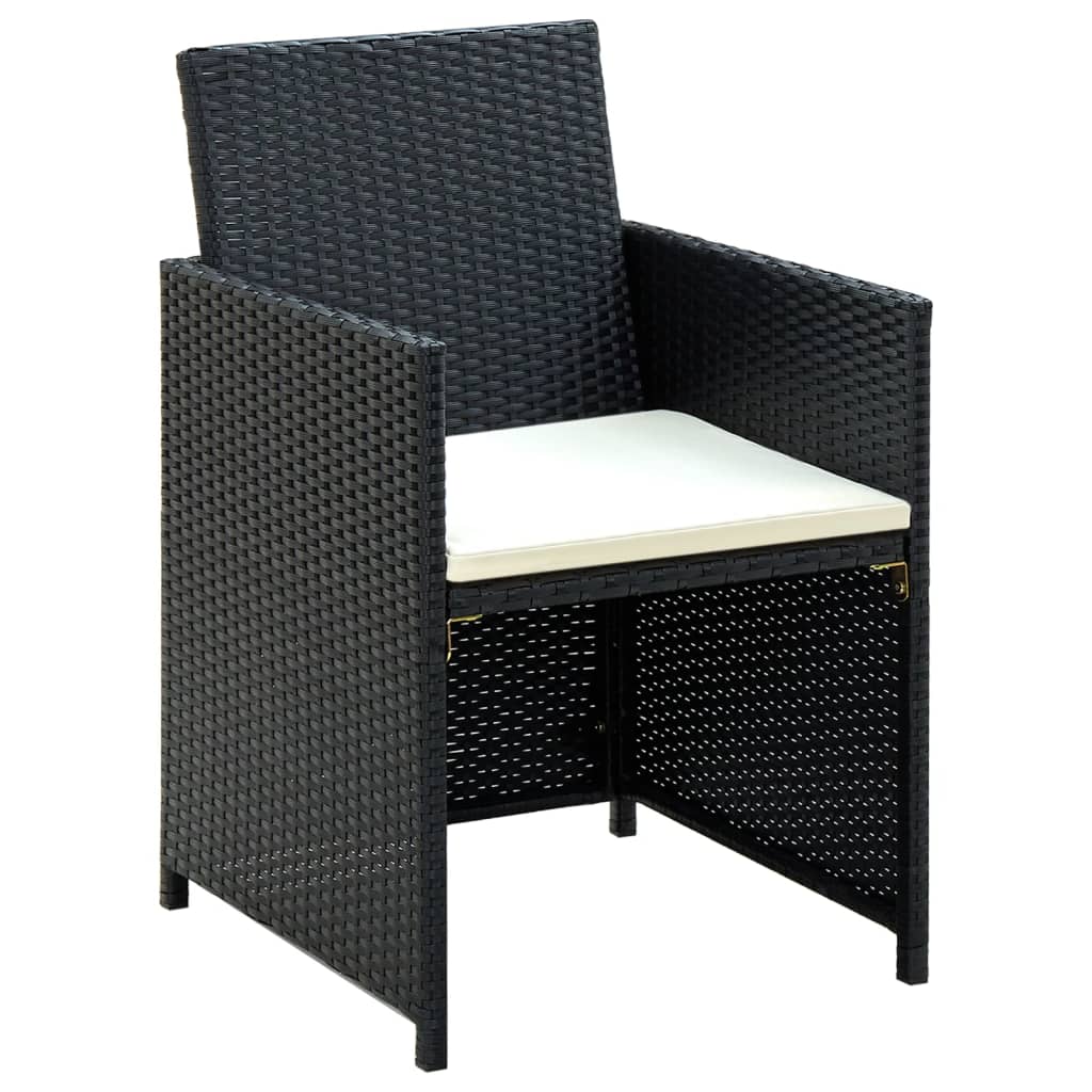vidaXL 4-tlg. Garten-Lounge-Set mit Auflagen Poly Rattan Schwarz