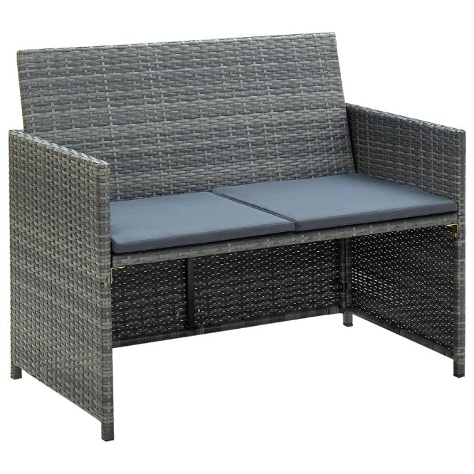 vidaXL 4-tlg. Garten-Lounge-Set mit Auflagen Poly Rattan Schwarz