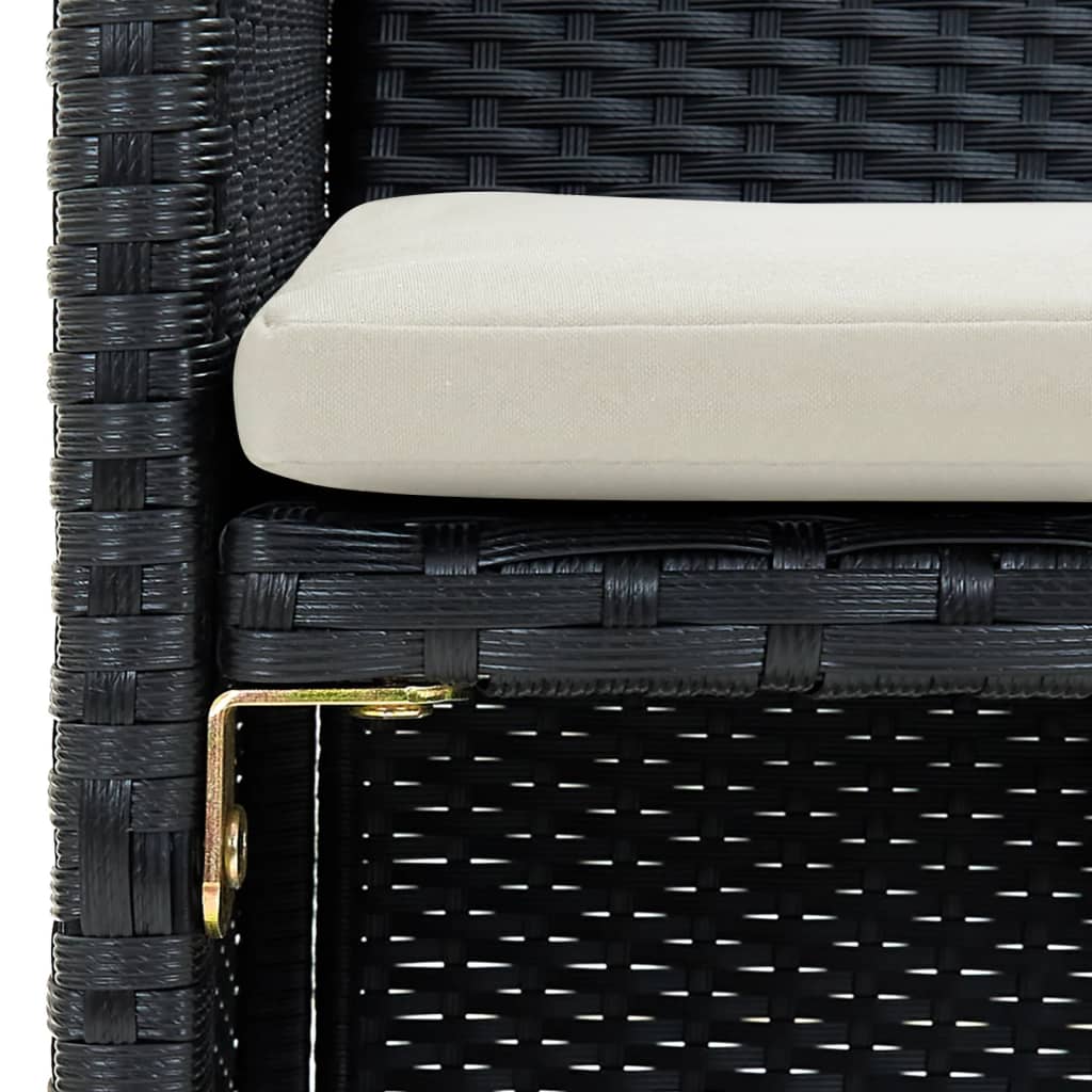vidaXL 2-Sitzer-Gartensofa mit Polstern Schwarz Poly Rattan