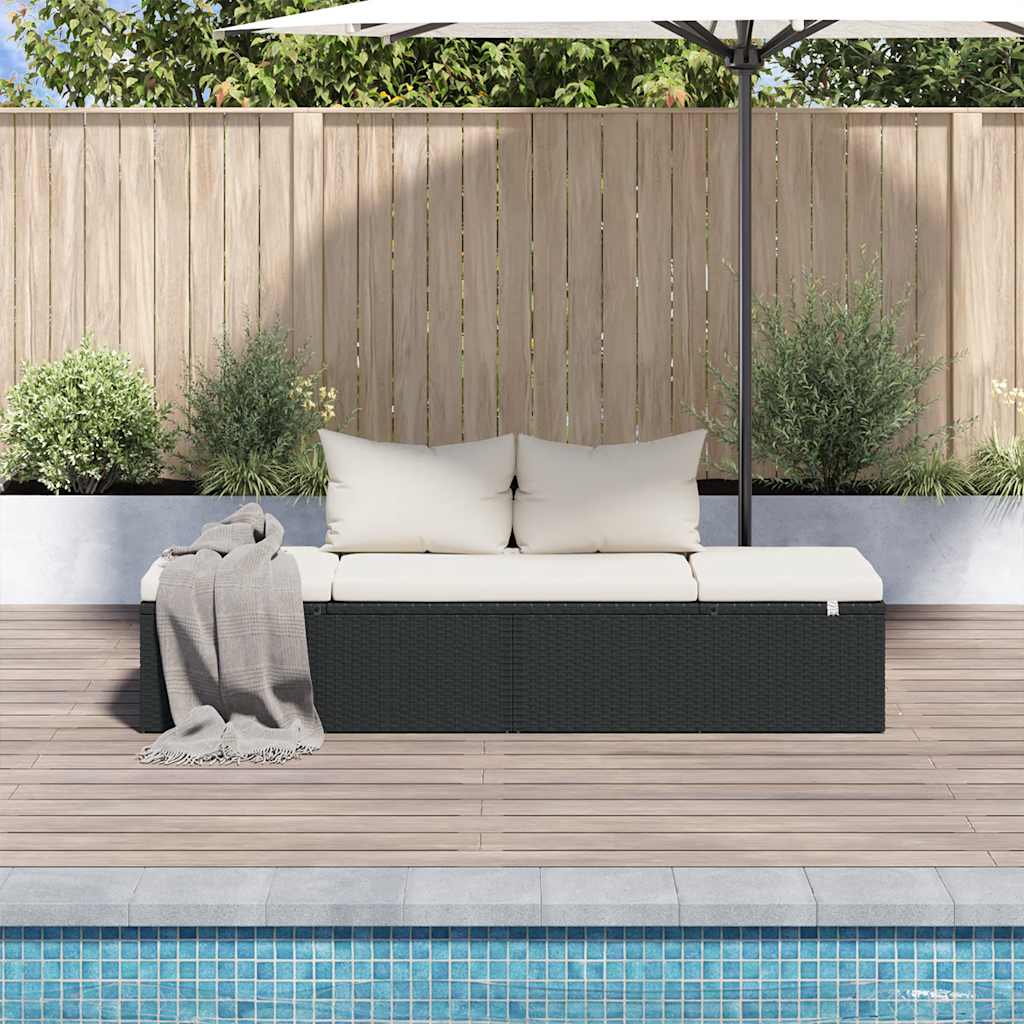 vidaXL Gartenbett Schwarz 195×60 cm Poly Rattan