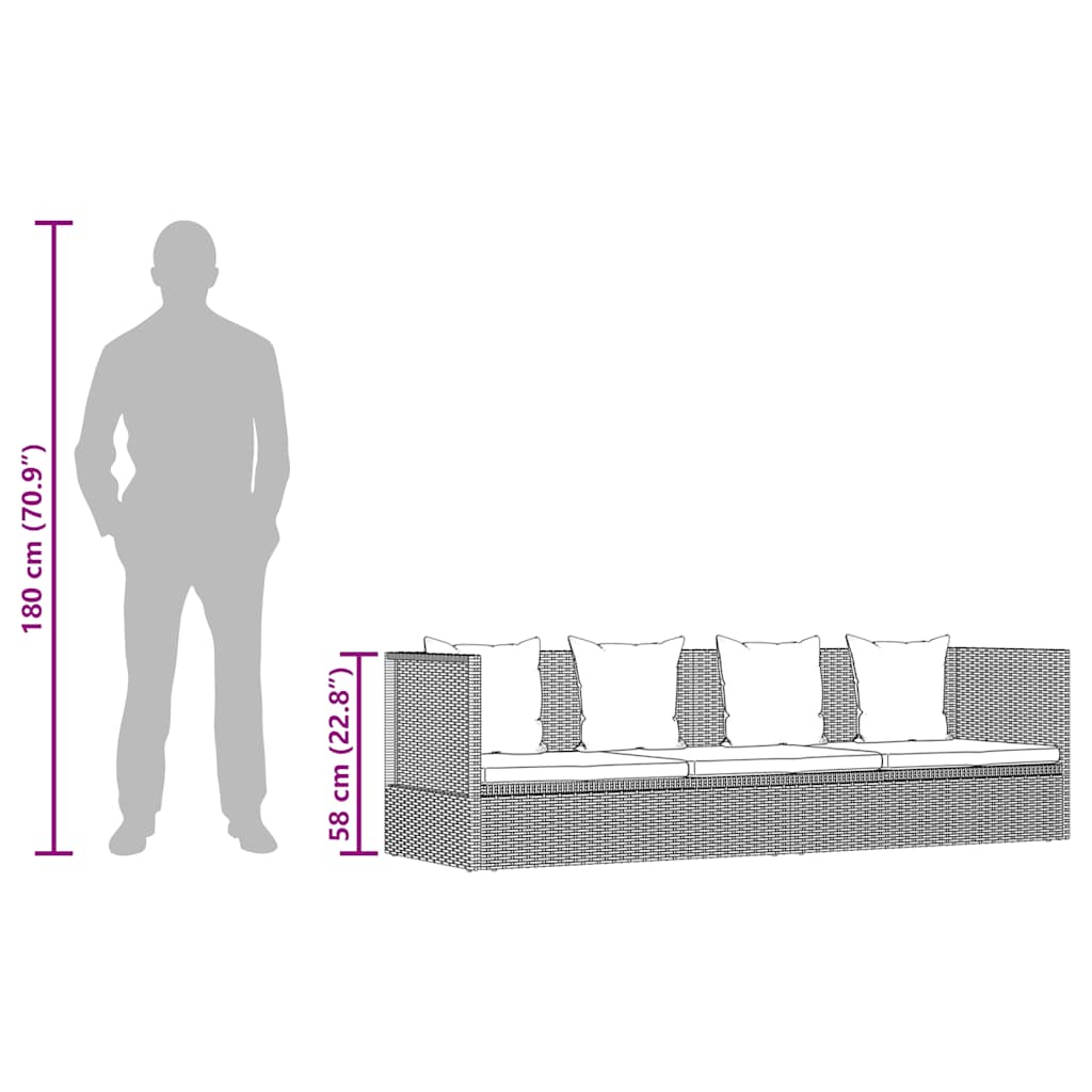 vidaXL Garten-Sofabett 200x60 cm Poly Rattan Grau