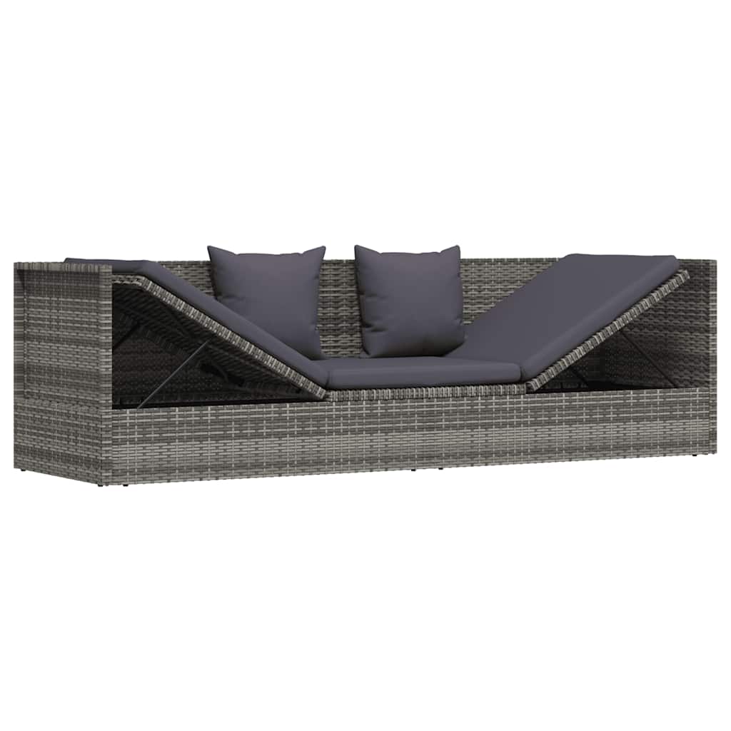 vidaXL Garten-Sofabett 200x60 cm Poly Rattan Grau