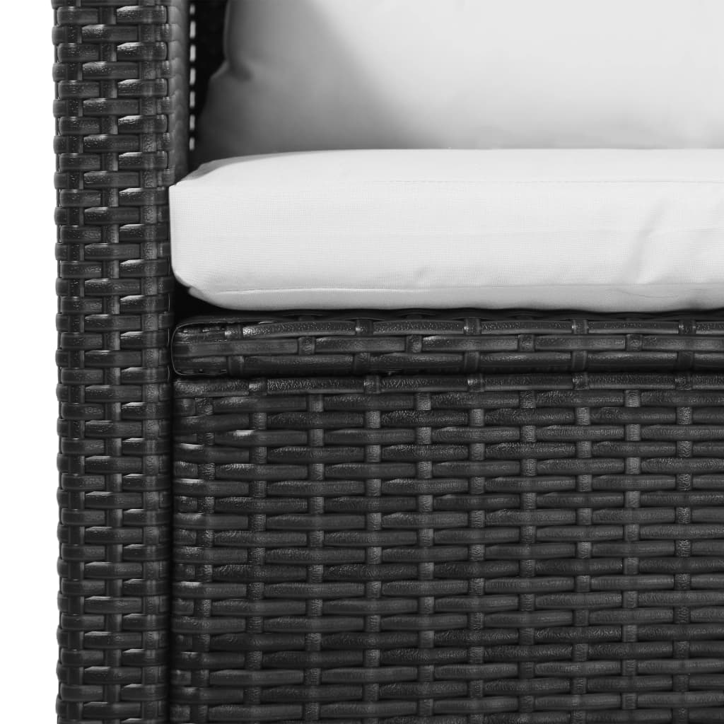 vidaXL 5-tlg. Garten-Lounge-Set mit Auflagen Poly Rattan Schwarz
