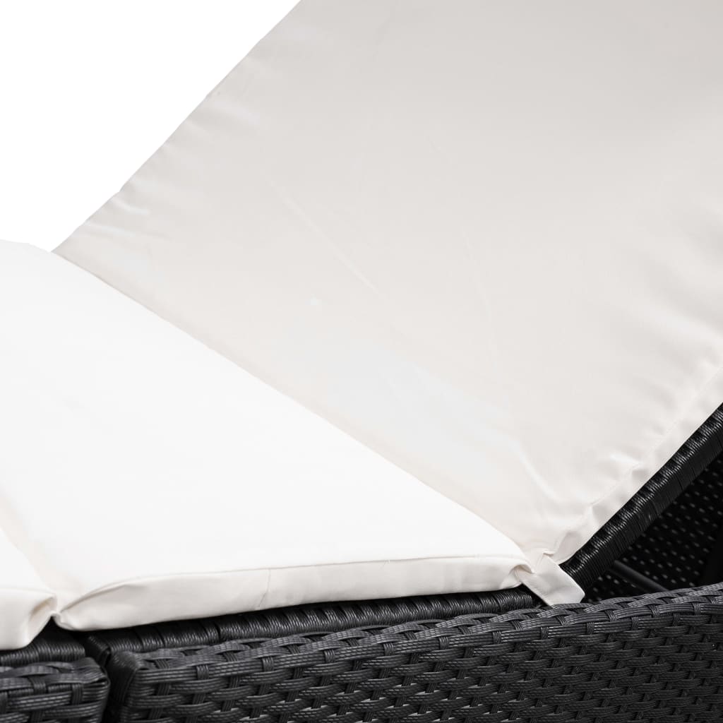 vidaXL Sonnenliege mit Polsterauflage Poly Rattan Schwarz