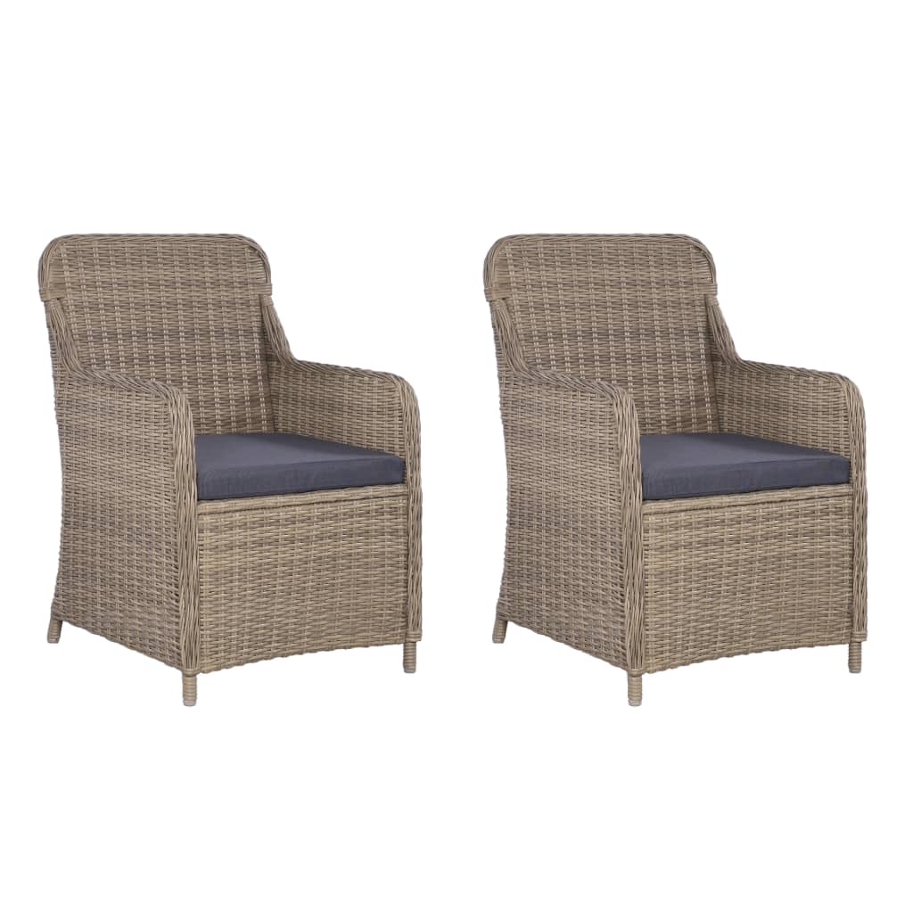 vidaXL 3-tlg. Bistro-Set mit Kissen Poly Rattan Braun