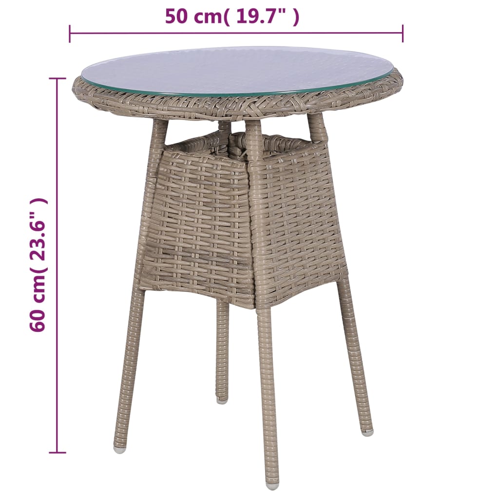 vidaXL 3-tlg. Bistro-Set mit Kissen Poly Rattan Braun