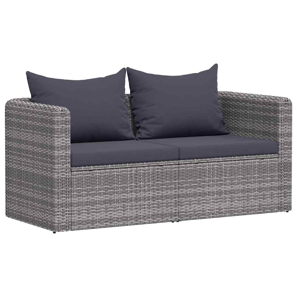 vidaXL Garten-Ecksofas 2 Stk. Grau Poly Rattan