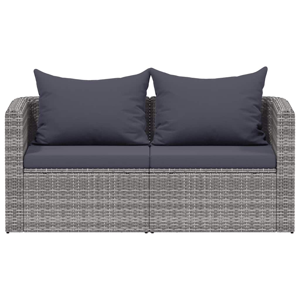 vidaXL Garten-Ecksofas 2 Stk. Grau Poly Rattan