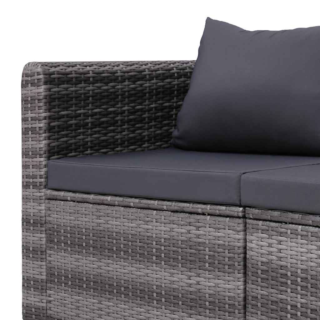 vidaXL Garten-Ecksofas 2 Stk. Grau Poly Rattan