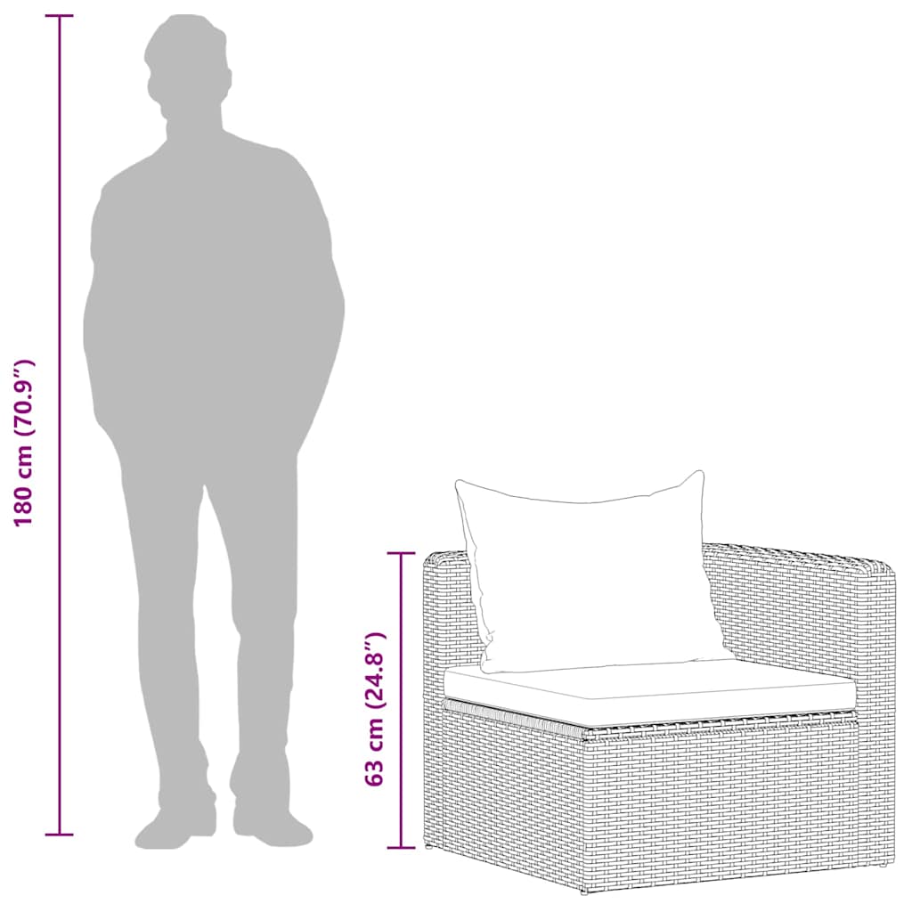 vidaXL Garten-Ecksofas 2 Stk. Grau Poly Rattan