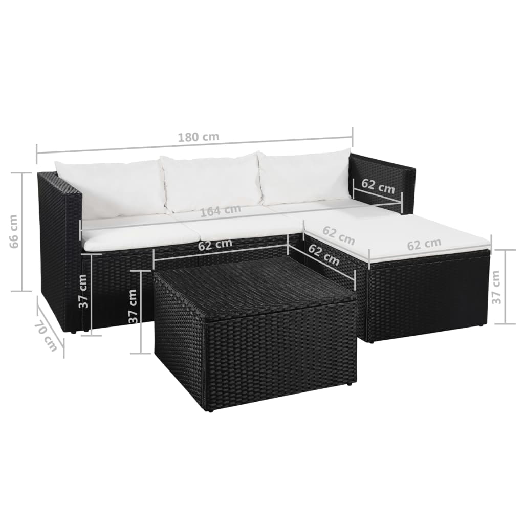 vidaXL 3-tlg. Garten-Lounge-Set Poly Rattan Schwarz und Weiß
