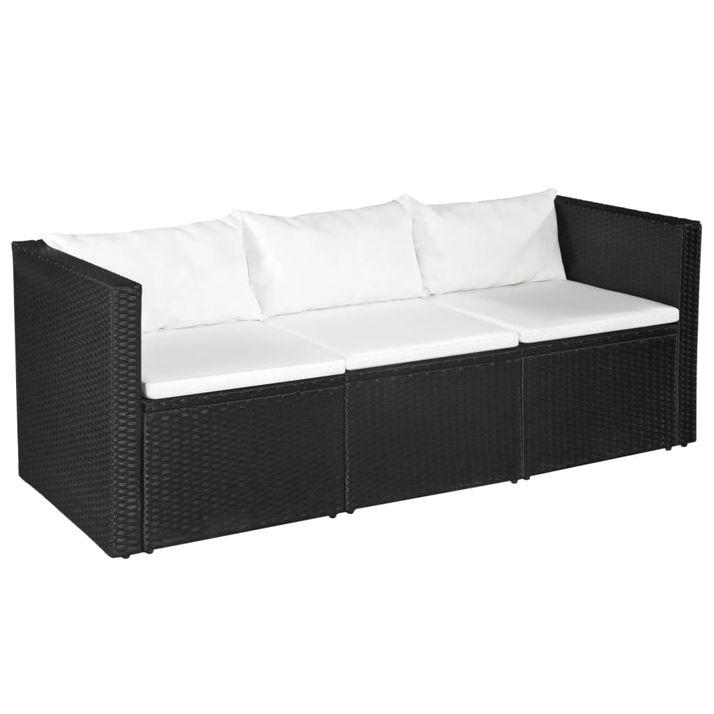 vidaXL 4-tlg. Garten-Lounge-Set Poly Rattan Schwarz und Weiß
