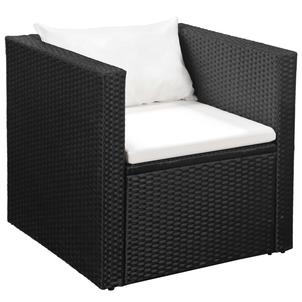 vidaXL 4-tlg. Garten-Lounge-Set Poly Rattan Schwarz und Weiß