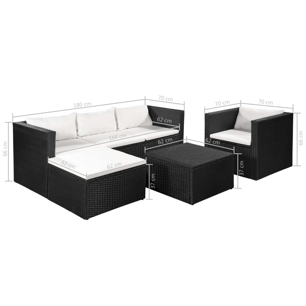 vidaXL 4-tlg. Garten-Lounge-Set Poly Rattan Schwarz und Weiß