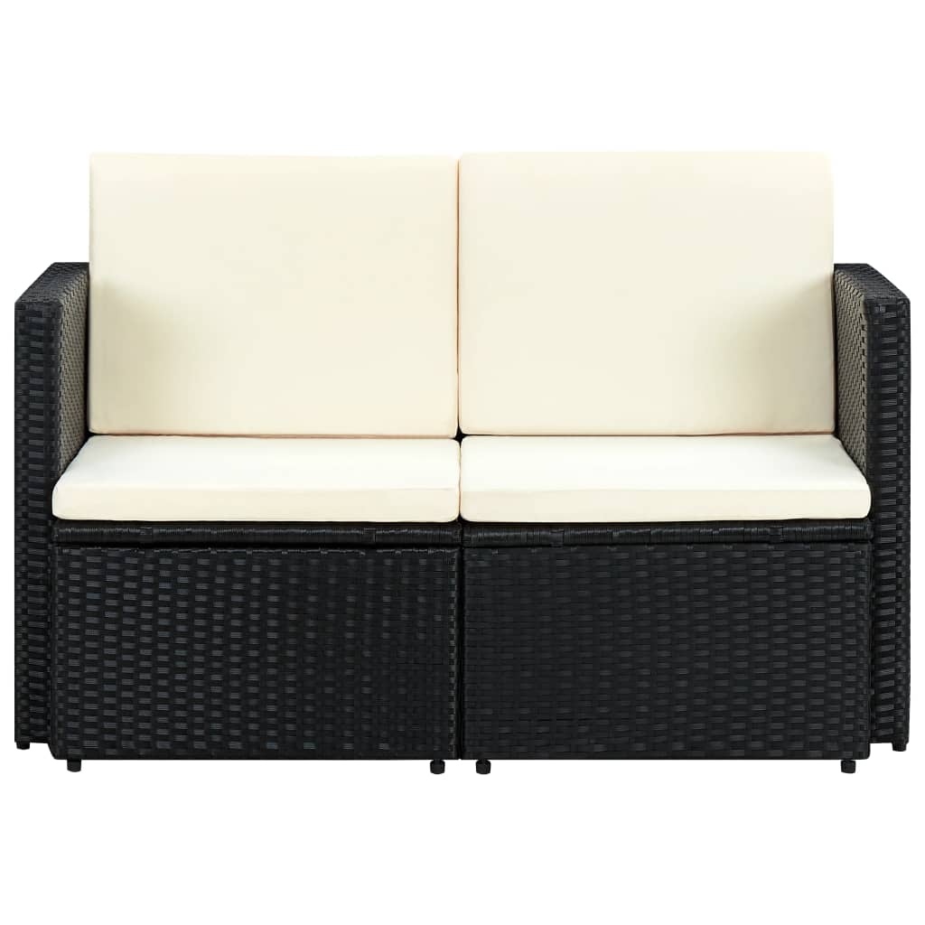 vidaXL 2-Sitzer-Gartensofa mit Auflagen Braun Poly Rattan