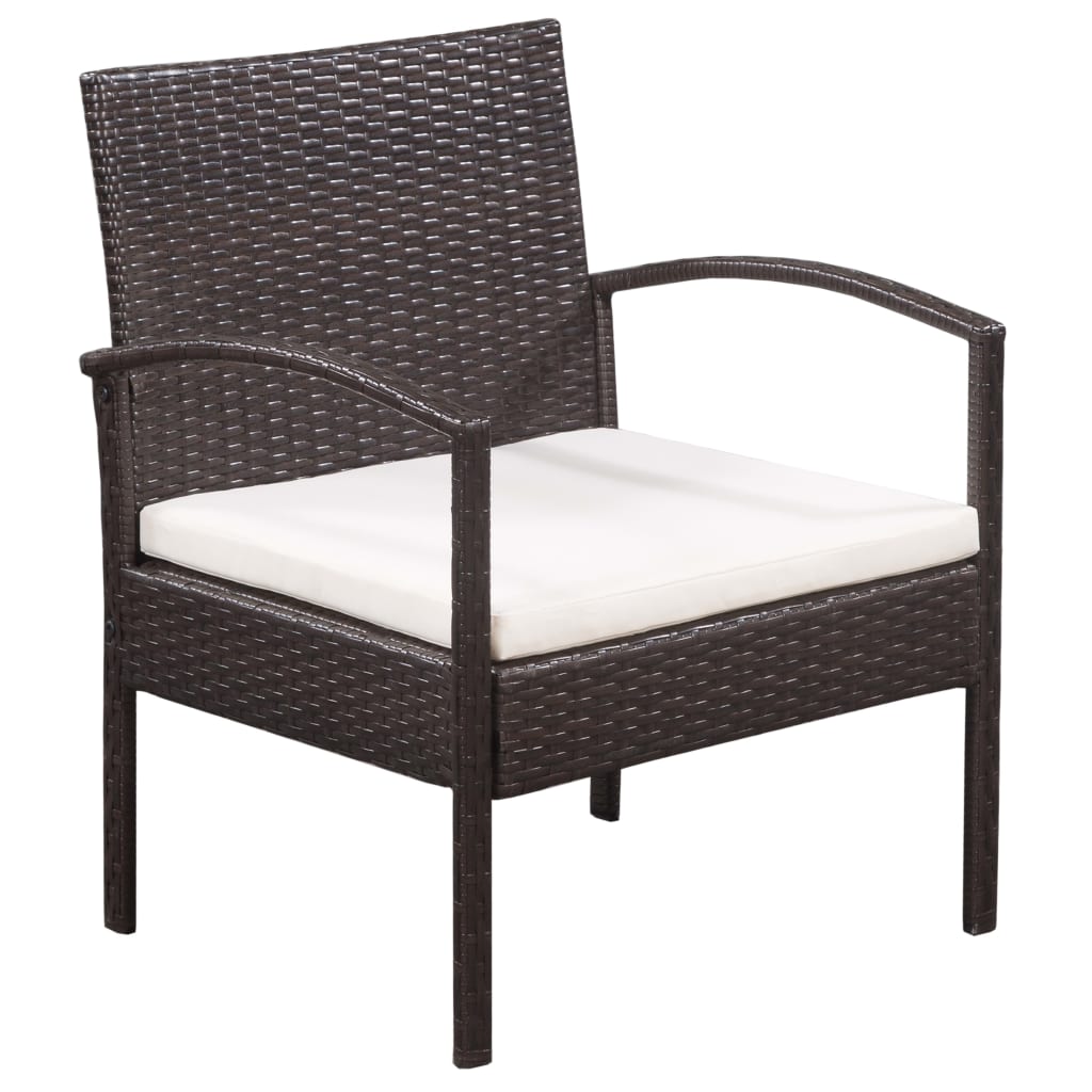 vidaXL 5-tlg. Garten-Lounge-Set mit Auflagen Poly Rattan Braun