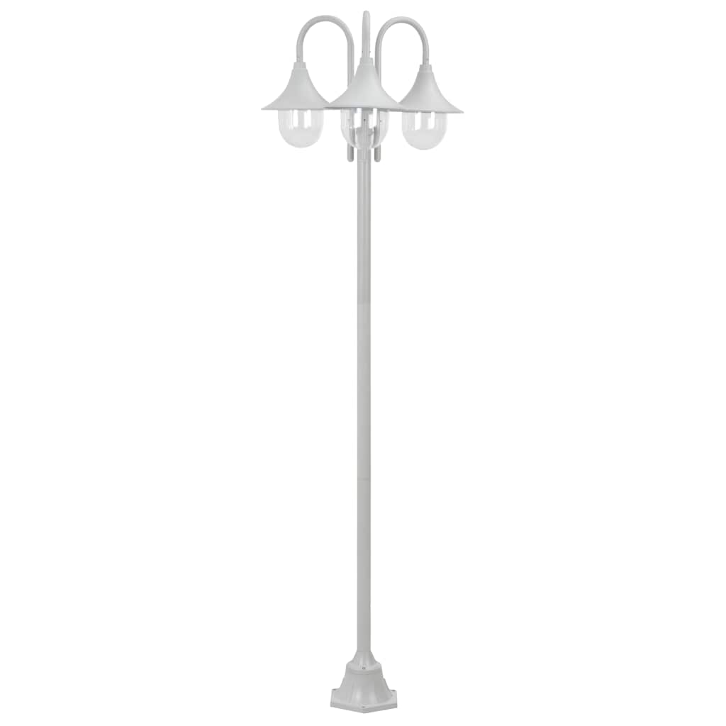 vidaXL Garten-Pollerleuchte E27 220 cm Aluminium 3-Laterne Weiß