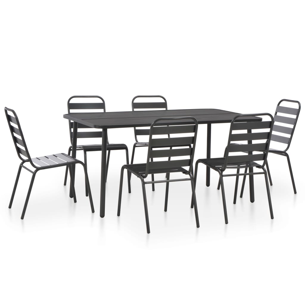 vidaXL 3-tlg. Bistro-Set Stahl Dunkelgrau