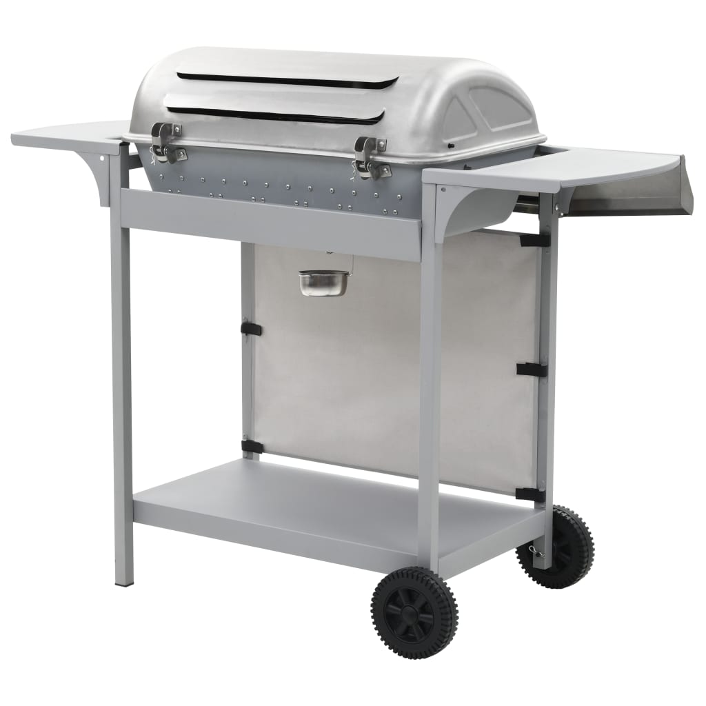 vidaXL Gasgrill mit 6 Flammen Edelstahl Silbern