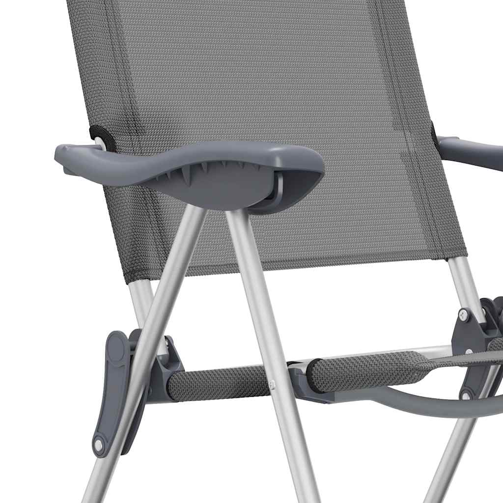 vidaXL Klappbare Campingstühle 2 Stk. Grau Aluminium