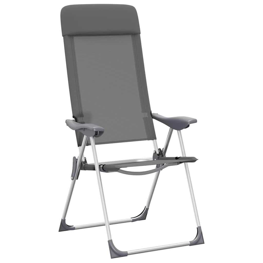 vidaXL Klappbare Campingstühle 2 Stk. Grau Aluminium