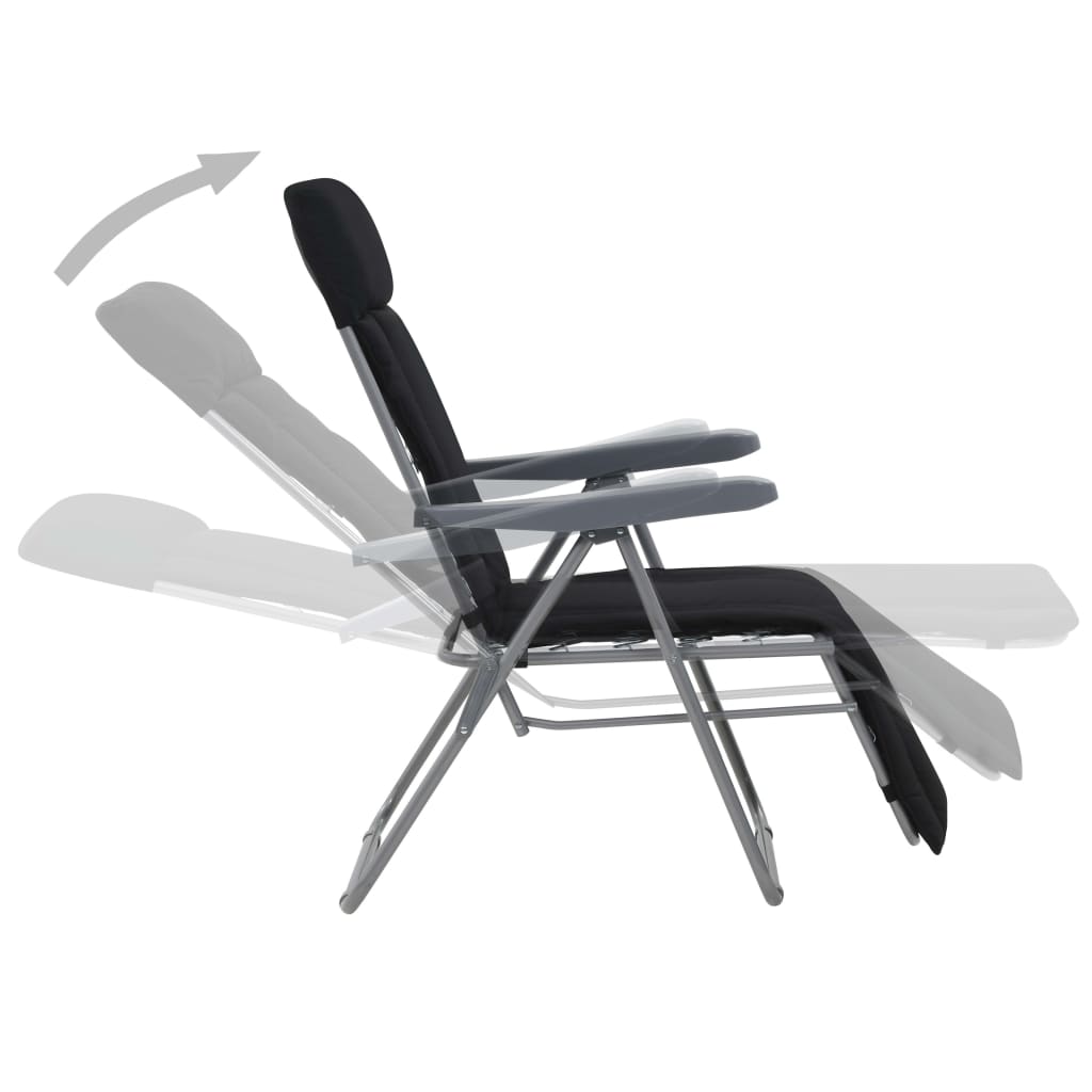 vidaXL Klappbare Gartenstühle mit Polstern 2 Stk. Schwarz