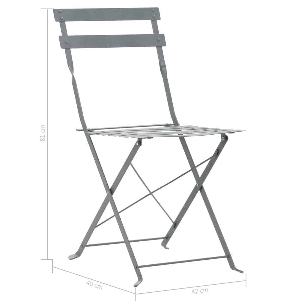 vidaXL 3-tlg. Bistro-Set Stahl Grau