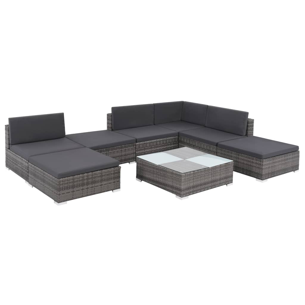 vidaXL 8-tlg. Garten-Lounge-Set mit Auflagen Poly Rattan Braun