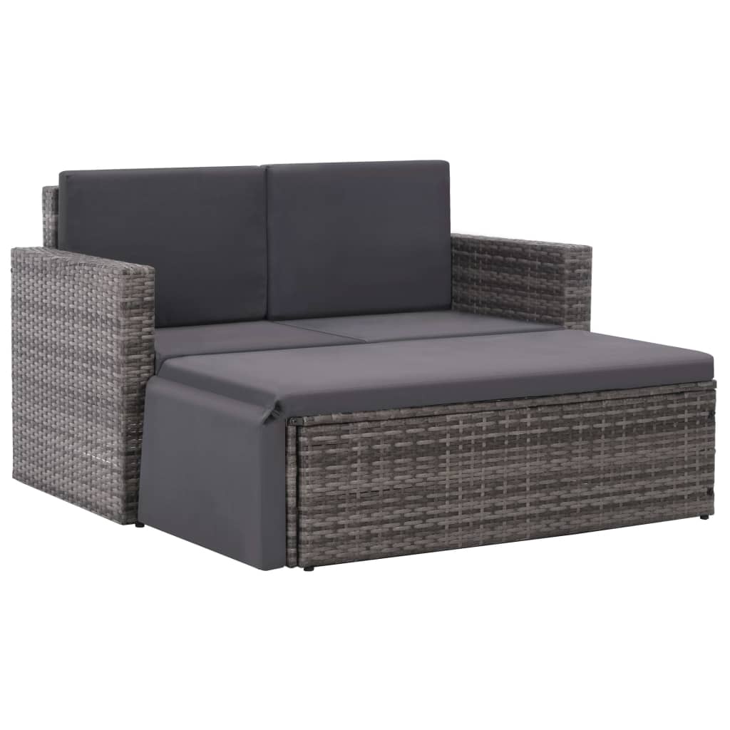 vidaXL 2-tlg. Garten-Lounge-Set mit Auflagen Poly Rattan Braun