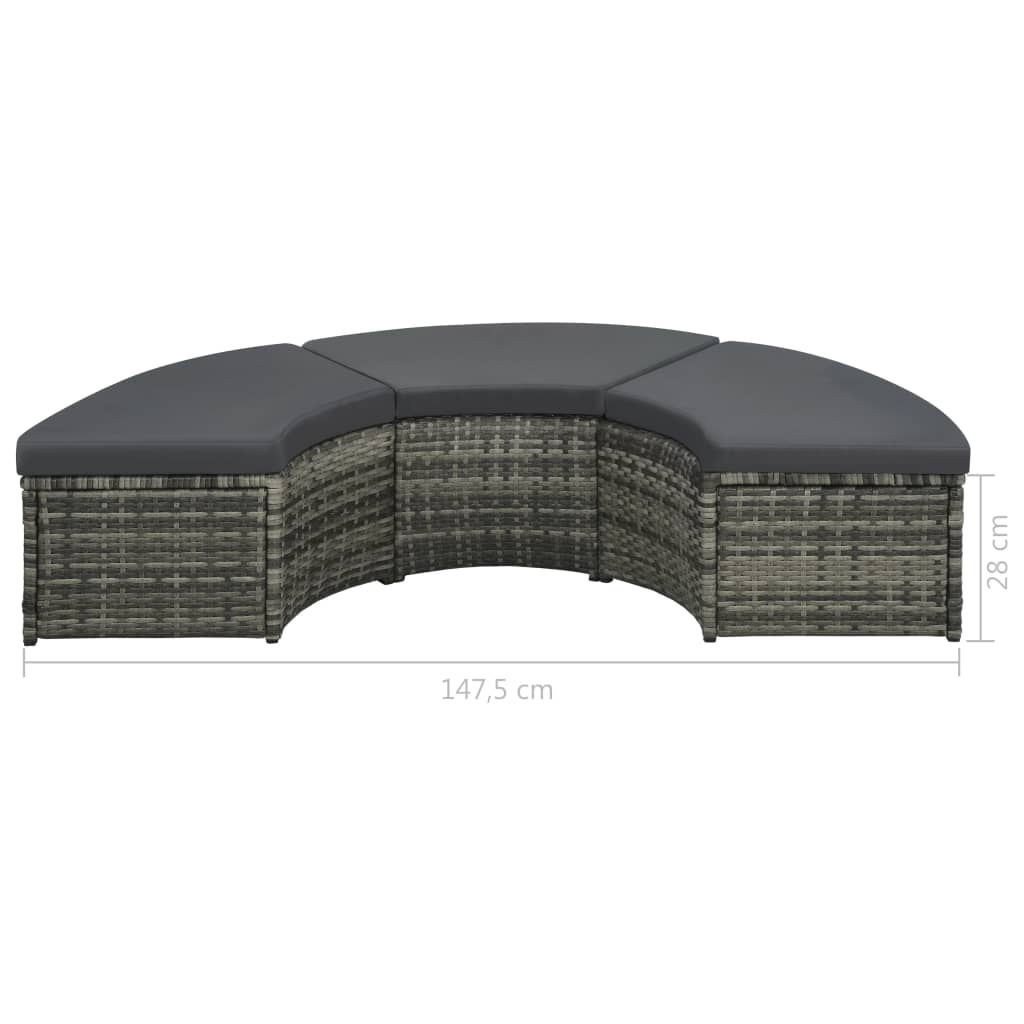 vidaXL 7-tlg. Garten-Lounge-Set mit Auflagen Poly Rattan Grau