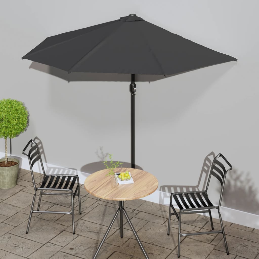vidaXL Balkon-Sonnenschirm Alu-Mast Terrakotta 270x144x222cm Halbrund