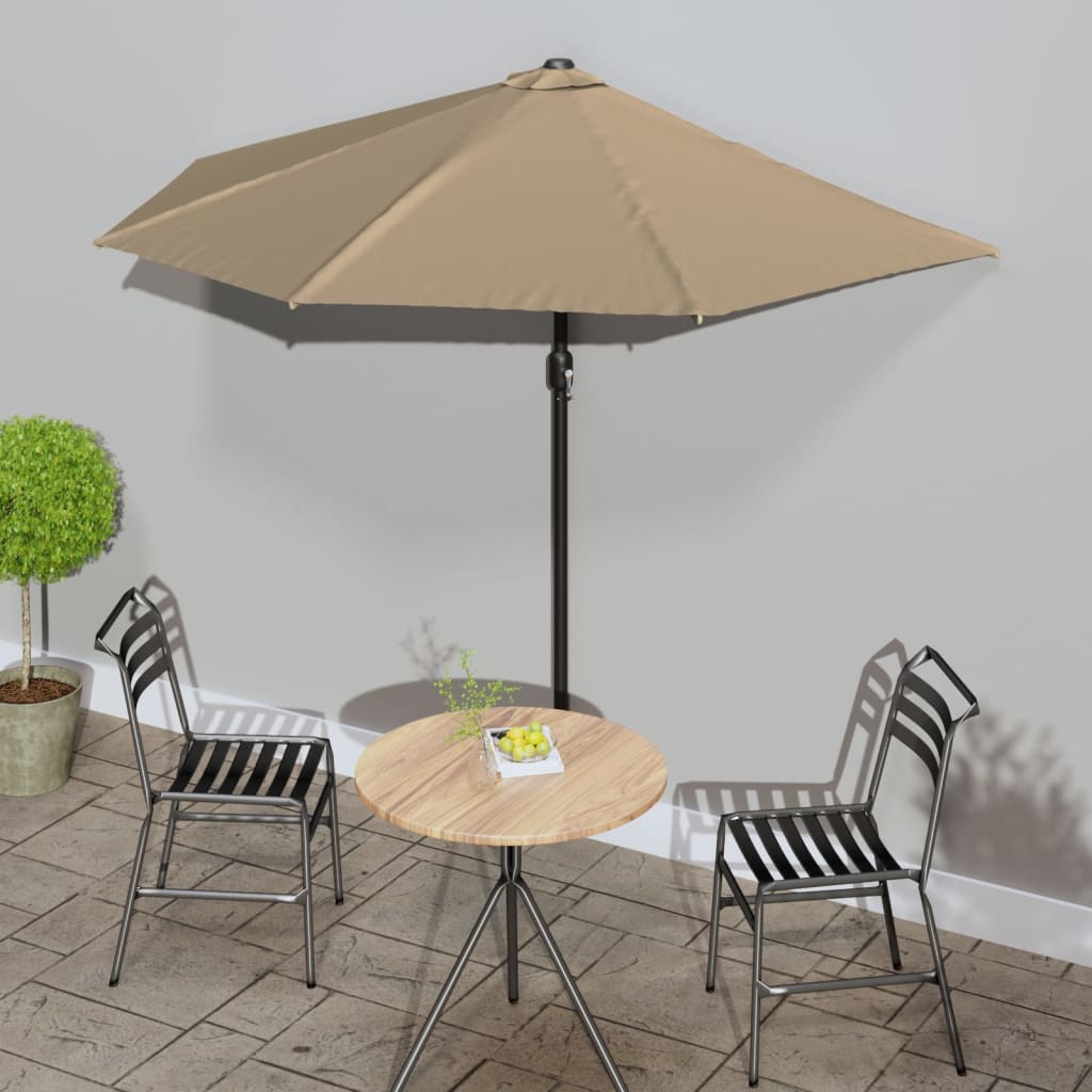 vidaXL Balkon-Sonnenschirm Alu-Mast Terrakotta 270x144x222cm Halbrund