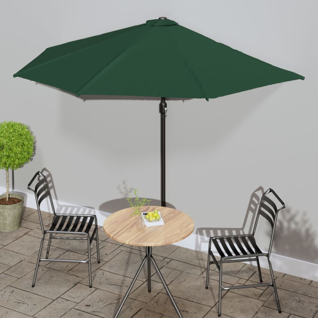 vidaXL Balkon-Sonnenschirm Alu-Mast Terrakotta 270x144x222cm Halbrund