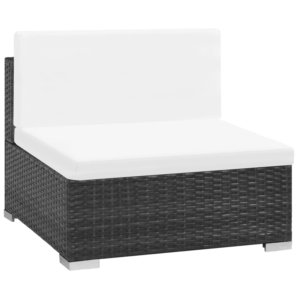 vidaXL 7-tlg. Garten-Lounge-Set mit Auflagen Poly Rattan Schwarz