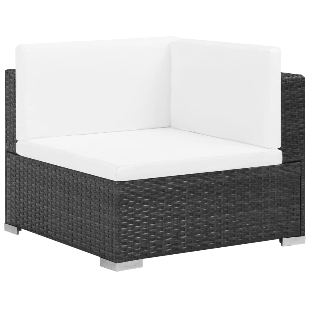 vidaXL 6-tlg. Garten-Lounge-Set mit Auflagen Poly Rattan Schwarz