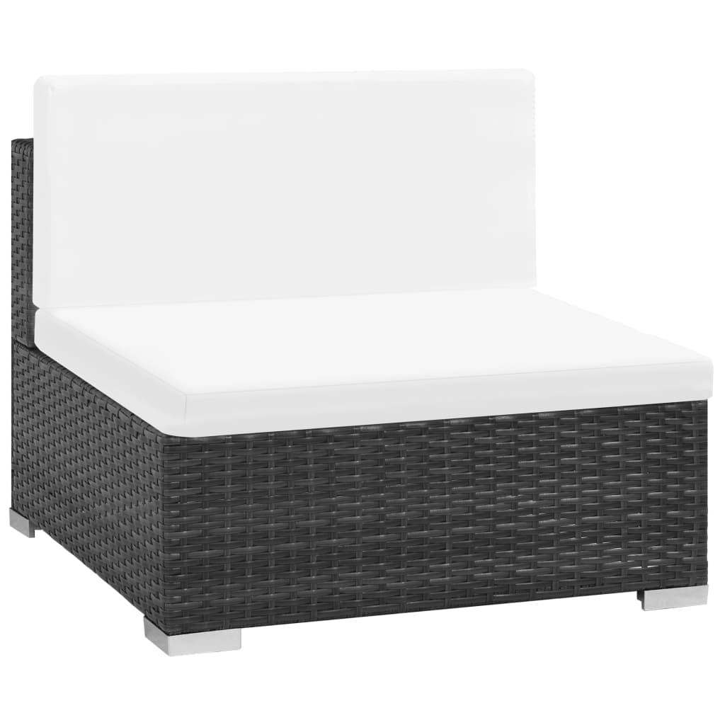 vidaXL 6-tlg. Garten-Lounge-Set mit Auflagen Poly Rattan Schwarz