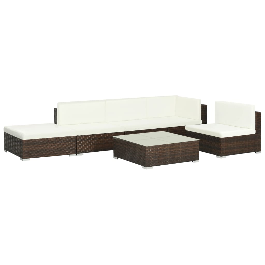 vidaXL 6-tlg. Garten-Lounge-Set mit Auflagen Poly Rattan Schwarz