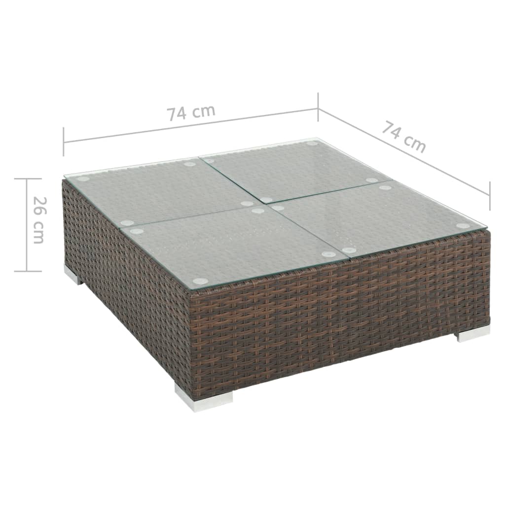 vidaXL 8-tlg. Garten-Lounge-Set mit Auflagen Poly Rattan Braun