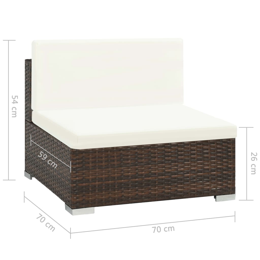vidaXL 8-tlg. Garten-Lounge-Set mit Auflagen Poly Rattan Braun