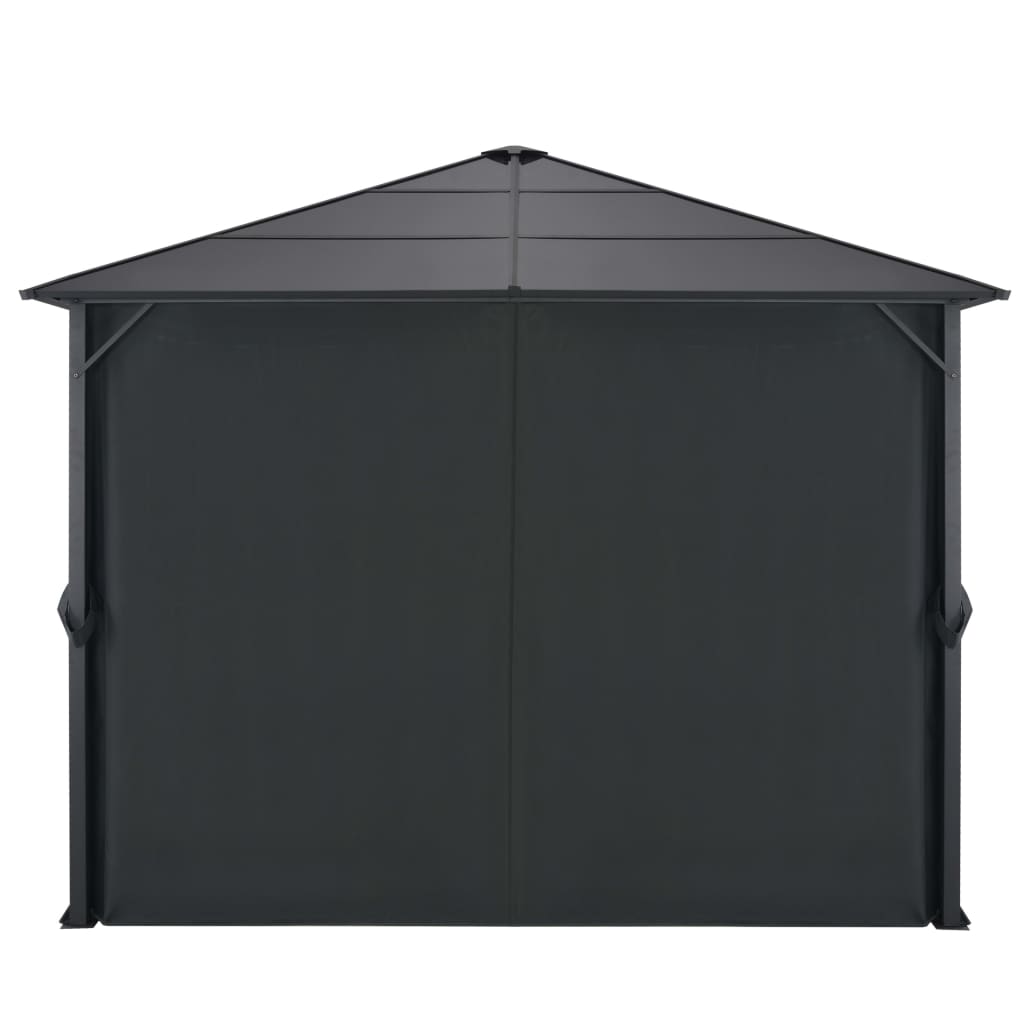 vidaXL Gartenpavillon mit Vorhang Aluminium 3×3 m Schwarz